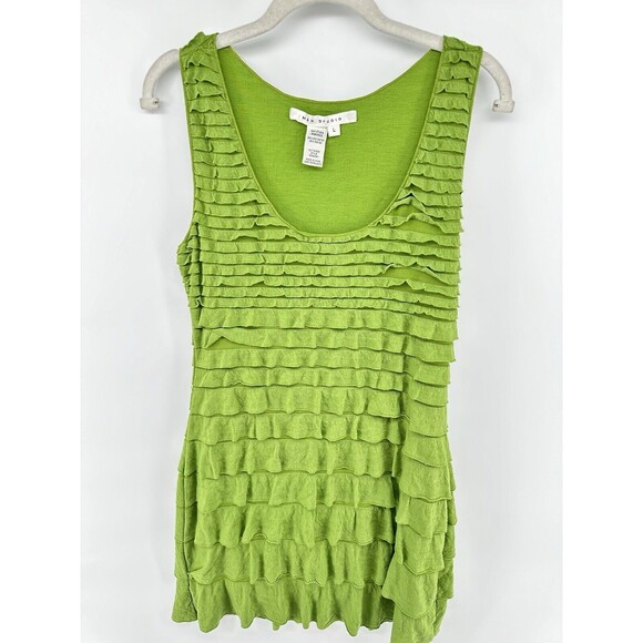 Max Studio Dresses & Skirts - Max Studio Tiered Ruffle Layers Sheath Sleeveless Dress Scoop Stretch  L Green